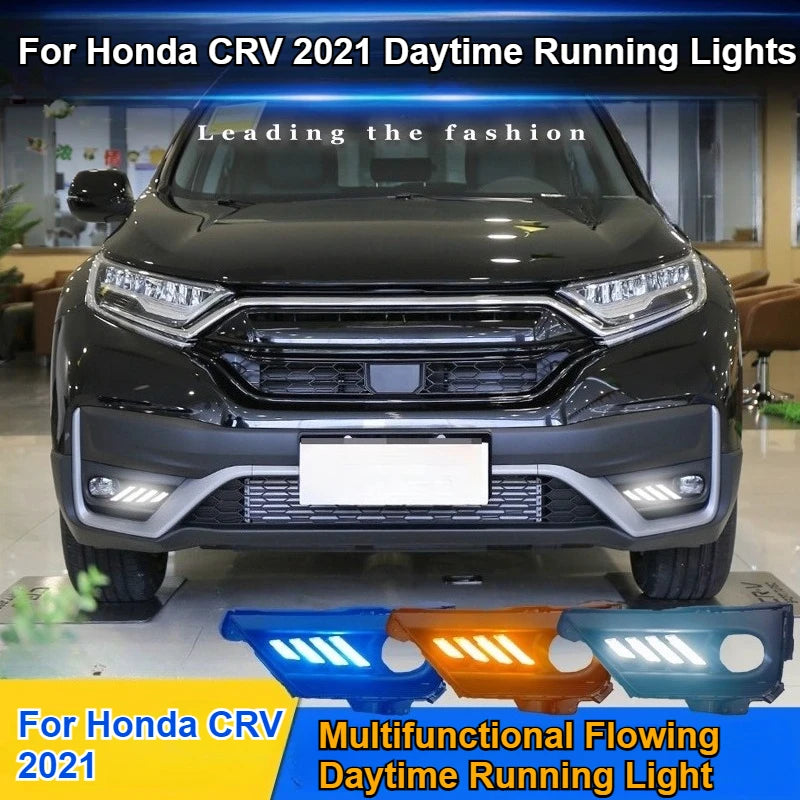 For Honda CRV CR-V 2021 2Pcs Car Led Daytime Running Light DRL Front Fog Lamp Dynamic Turn Signal 12V Daylights Night Blue — view 3