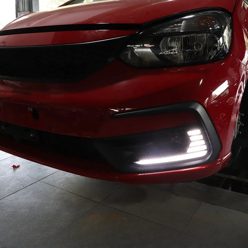 for Honda Fit 2020 Car Led Daytime Running Lights DRL Dynamic Turn Signal Front Fog Lights Modified 12V Daylights Accessories — view 2