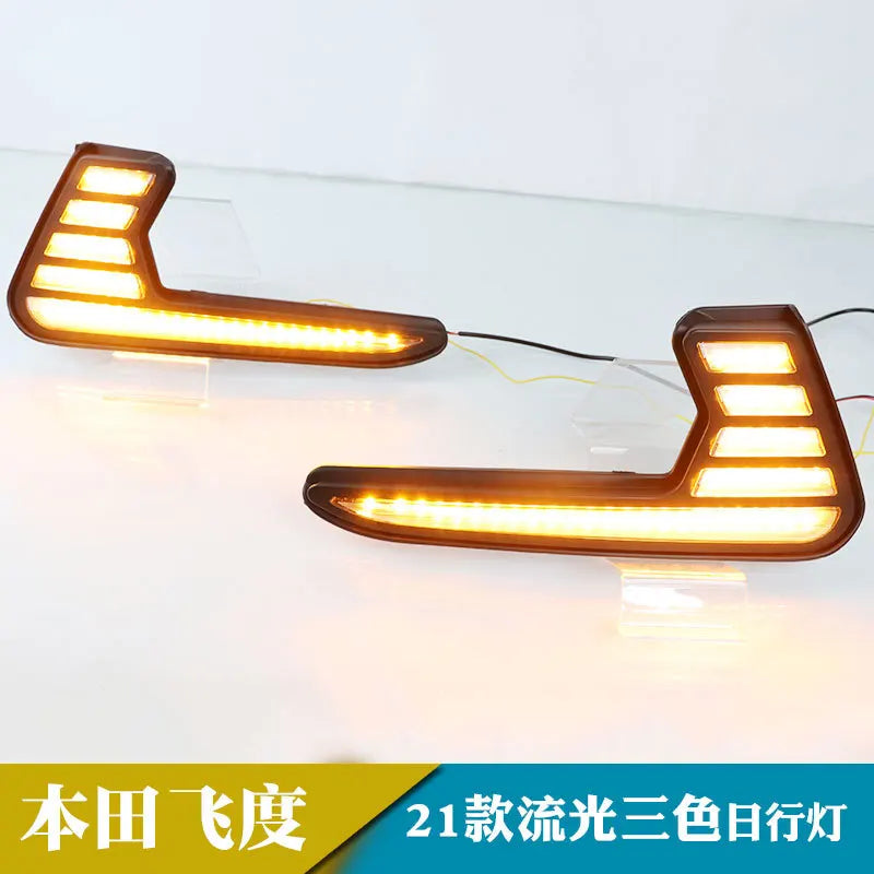 for Honda Fit 2020 Car Led Daytime Running Lights DRL Dynamic Turn Signal Front Fog Lights Modified 12V Daylights Accessories — view 4