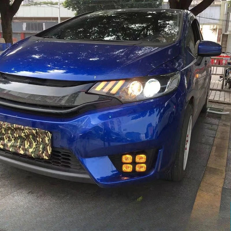 For Honda Fit JAZZ 2014 2015 2016 Car Led Daytime Running Light Front Fog Light Modification DRL Yellow Turn Signal Daylights — view 2