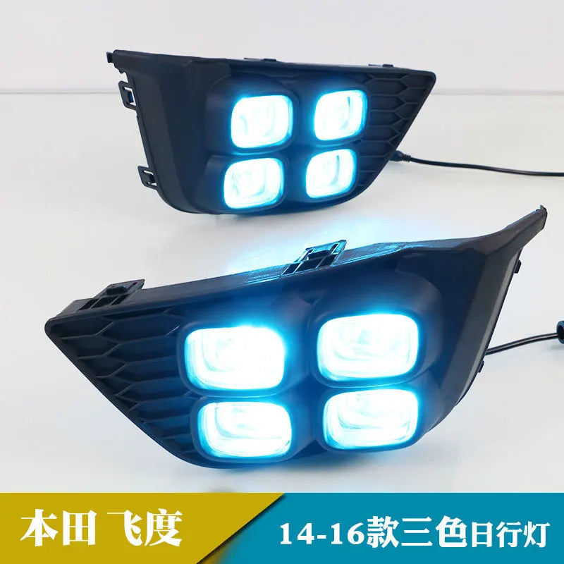 For Honda Fit JAZZ 2014 2015 2016 Car Led Daytime Running Light Front Fog Light Modification DRL Yellow Turn Signal Daylights — view 4