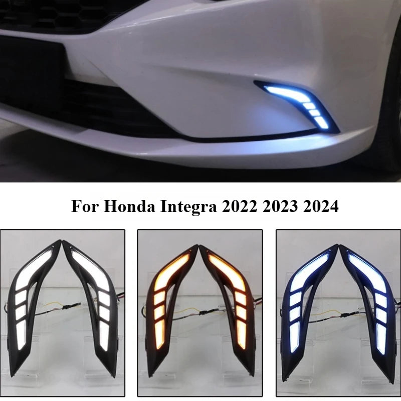 For Honda Integra 2022 2023 2024 Car Led Daytime Running Light Front Bumper Driving Fog Lamp DRL Dynamic Turn Singal Night Blue — view 1