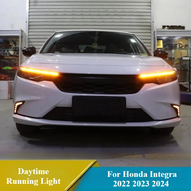 For Honda Integra 2022 2023 2024 Car Led Daytime Running Light Front Bumper Driving Fog Lamp DRL Dynamic Turn Singal Night Blue — view 2