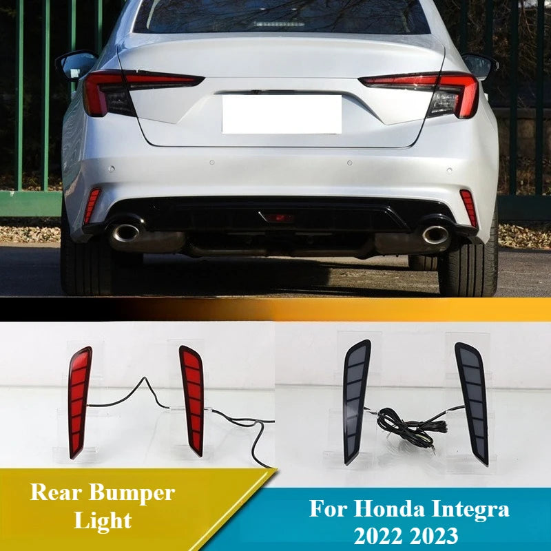 For Honda Integra 2022 2023 2Pcs LED Rear Bumper Light Modified Rear Fog Lamp Brake Lights DRL Dynamic Turn Signal Play & Plug — view 1