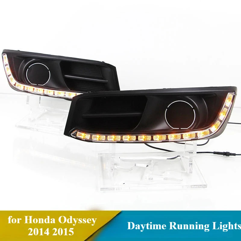 for Honda Odyssey 2014-2017 2Pcs Car Led Daytime Running Lights Yellow Streamer Steering Front Bumper Fog Lamp DRL 12V Daylight — view 3