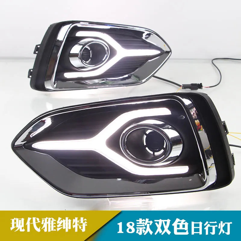 For Hyundai Accent Verna 2017 2018 2019 Car Daytime Running Lights Yellow Turn Signals Front Fog Lights Modified 12V Daylights — view 4