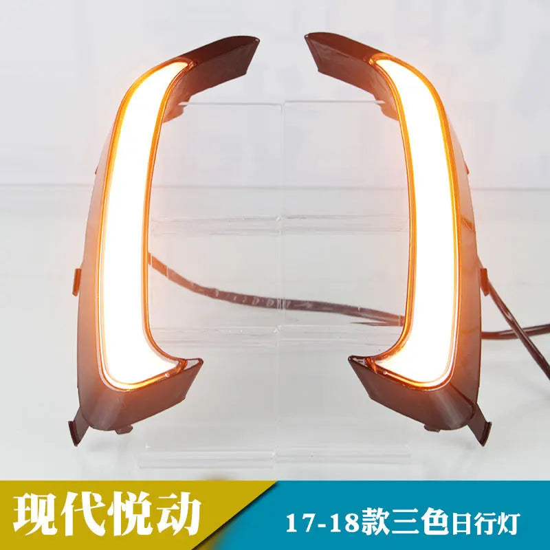 For Hyundai Celesta 2017-2018 Car Daytime Running Lights DRL Yellow Dynamic Turn Signal Front Fog Lights Modified 12V Daylights — view 4