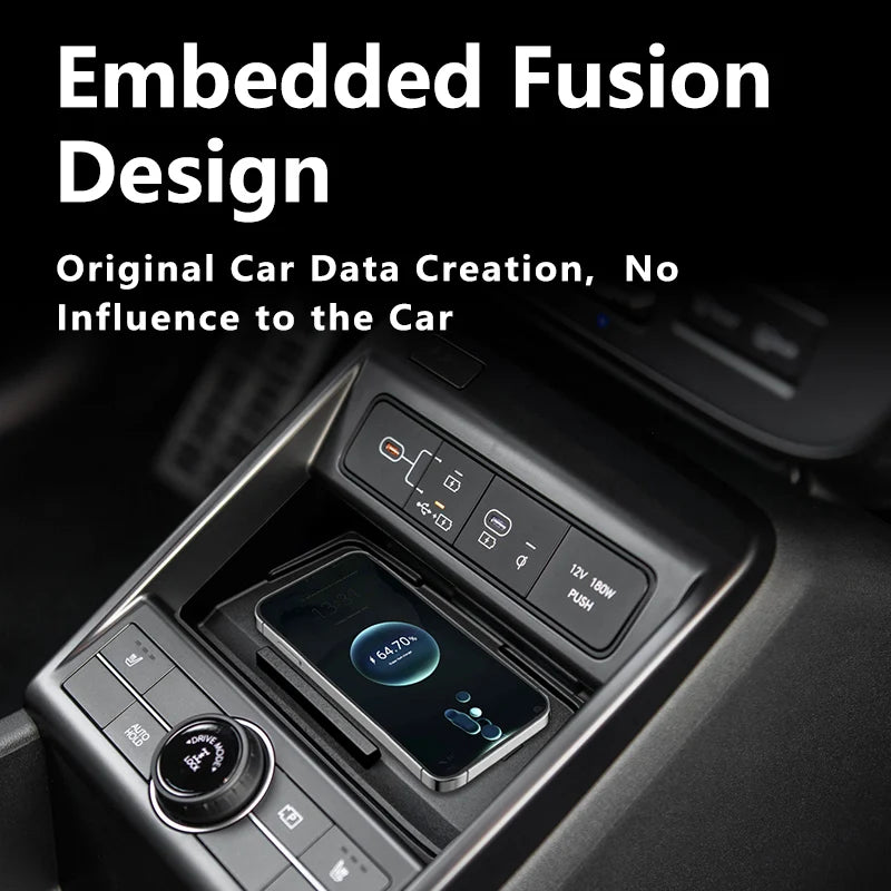 for Hyundai Kona Hibrid 2023-2025 RHD Fast Charging Pad Center Console Intelligent System Wireless Charger Mobile Phone Holder — view 2