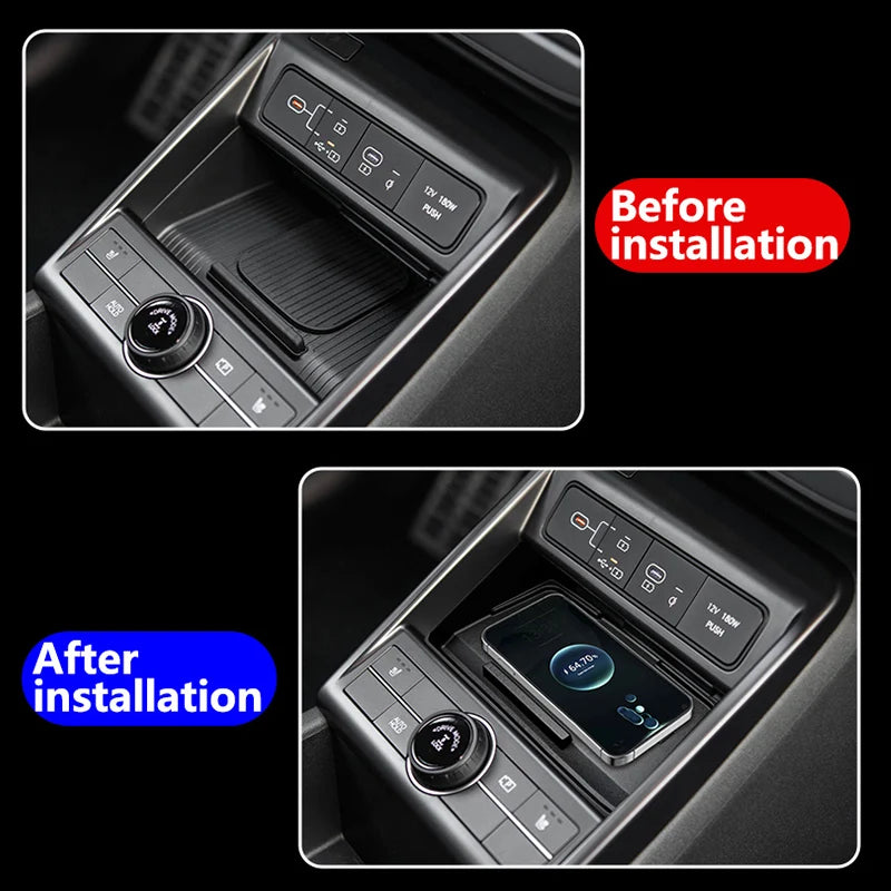 for Hyundai Kona Hibrid 2023-2025 RHD Fast Charging Pad Center Console Intelligent System Wireless Charger Mobile Phone Holder — view 3