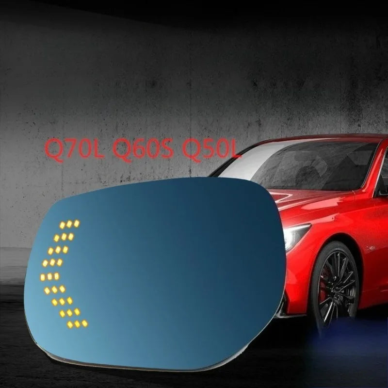 for INFINITI Q70 Q50L Q60S 2Pcs Car Rearview Mirror Heating Dynamic Turn Signal Anti-glare HD Blue Glass LED Indicator Mirror — view 3