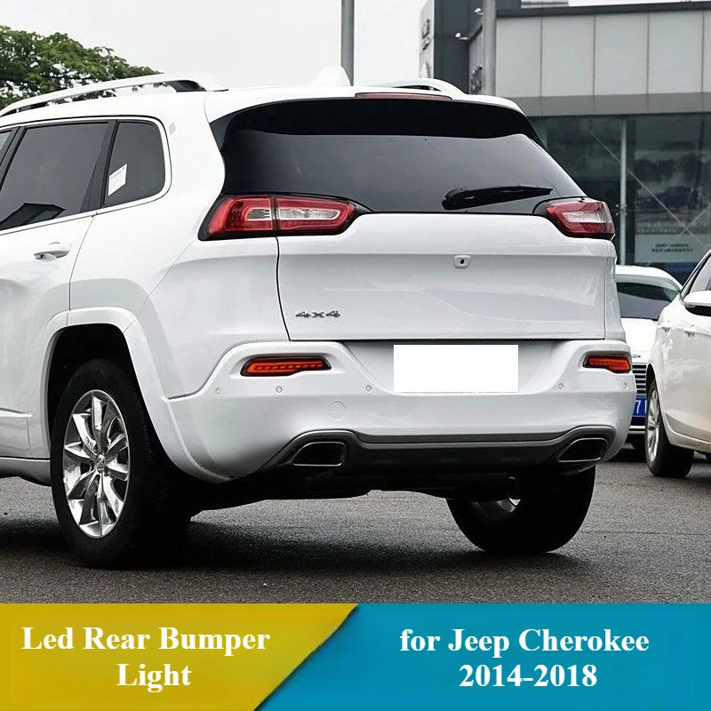 For Jeep Cherokee 2014 2015 2016 2017 2018 LED Rear Bumper Light Reflector DRL Dynamic Turn Signal Brake Light 12V Rear Fog Lamp — view 2