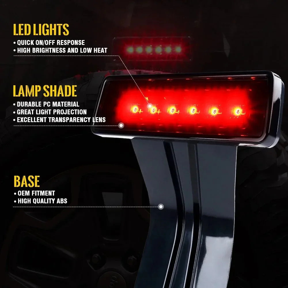 For Jeep Wrangler JK 2007-2018 for Rubicon LED Third Brake Lights, Truck Spare Tire Brake Light High Brightness IP67 Waterproof — view 2