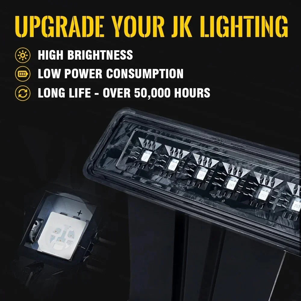 For Jeep Wrangler JK 2007-2018 for Rubicon LED Third Brake Lights, Truck Spare Tire Brake Light High Brightness IP67 Waterproof — view 3