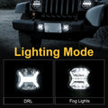 for Jeep Wrangler JK Unlimited JKU 2007-2018 4-inch LED Fog Lights with DRL ,E-Mark Certified Adjustable Beam Angle Signal Lamp — view 1
