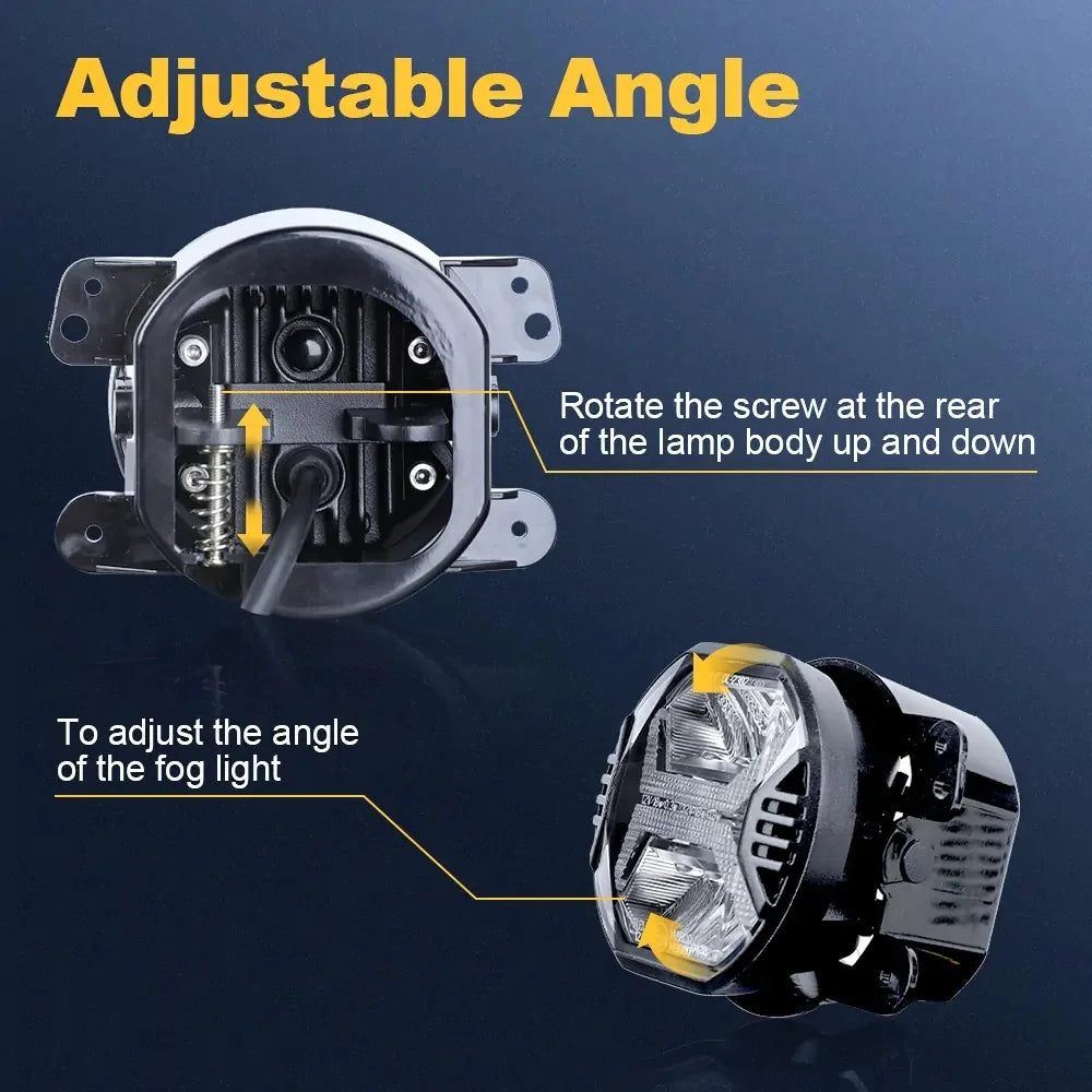 for Jeep Wrangler JK Unlimited JKU 2007-2018 4-inch LED Fog Lights with DRL ,E-Mark Certified Adjustable Beam Angle Signal Lamp — view 5