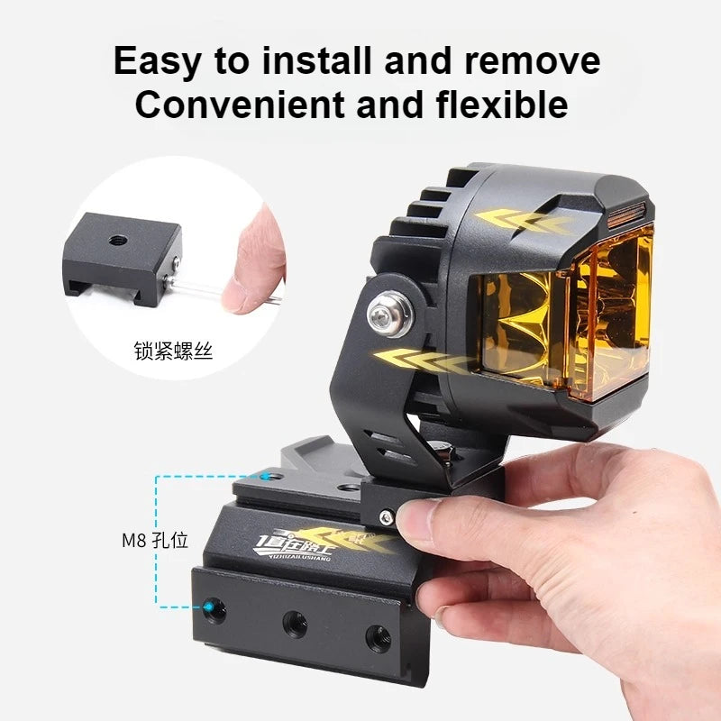 For Jeep Wrangler JL Car A Pillar Spotlight Bracket Front Engine Hood Quick Release Dual Guide Rail Expansion Stand Lamp Holder — view 3