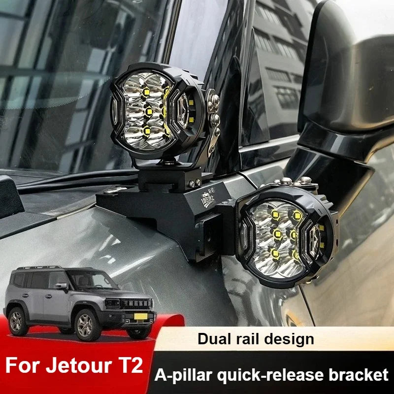 For Jetour T2 Car A Pillar Led Spotlight Bracket Front Engine Hood Quick Release Dual Guide Rail Expansion Stand Lamp Holder — view 2