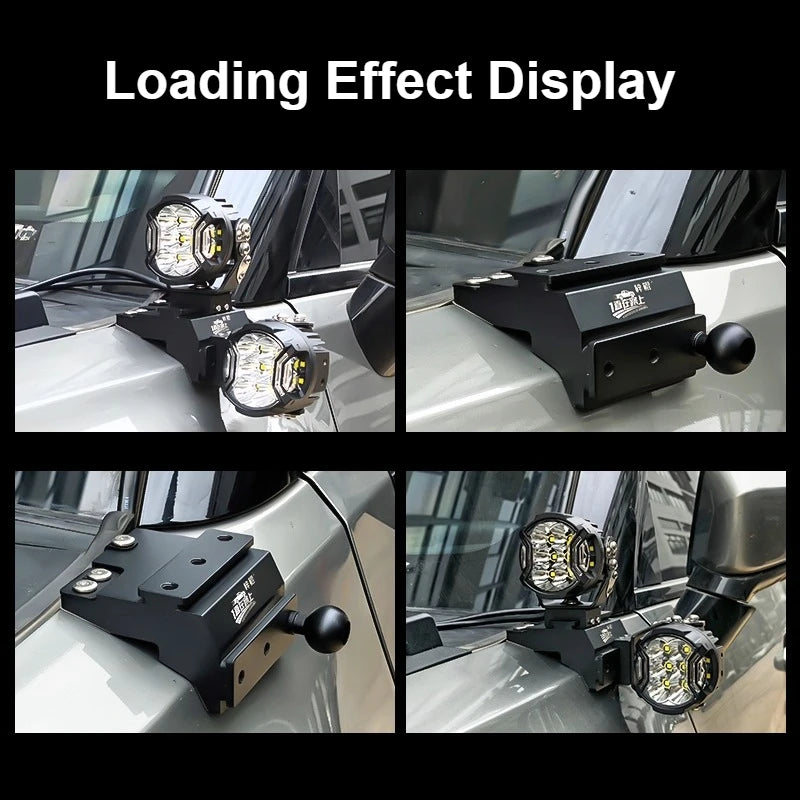 For Jetour T2 Car A Pillar Led Spotlight Bracket Front Engine Hood Quick Release Dual Guide Rail Expansion Stand Lamp Holder — view 6