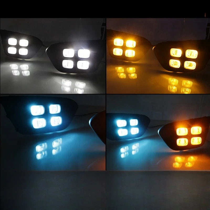 For Kia KX CROSS 2017 2018 2Pcs Car Four-eye Led Daytime Running Light DRL Yellow Turn Singal Front Bumper Daylights Accessories — view 2