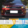For Kia Rio Pegas 2018 2019 2Pcs Car Daytime Running Light Modified Dynamic Yellow Turn Signal DRL Front Fog Lamp Accessories — view 1