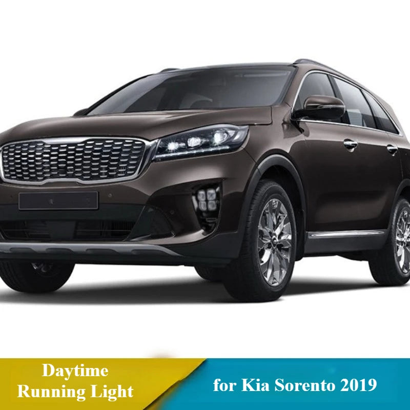for Kia Sorento 2019 2Pcs Car Led Daytime Running Light Modified Front Bumper Fog Lamp DRL 12V White Light Daylights Accessories — view 2