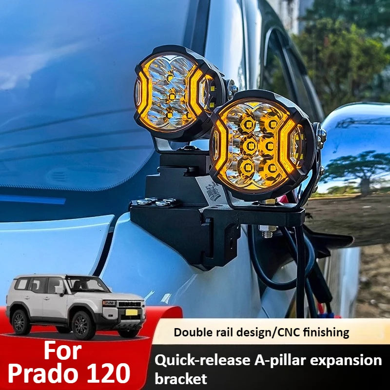 For Land Cruiser Prado 120 LC120 Car A Pillar Spotlight Bracket Front Engine Hood Quick Release Dual Guide Rail Expansion Stand — view 2