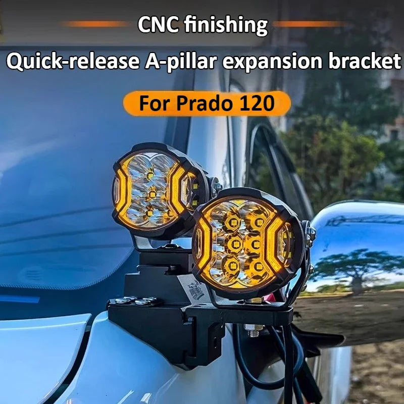 For Land Cruiser Prado 120 LC120 Car A Pillar Spotlight Bracket Front Engine Hood Quick Release Dual Guide Rail Expansion Stand — view 3