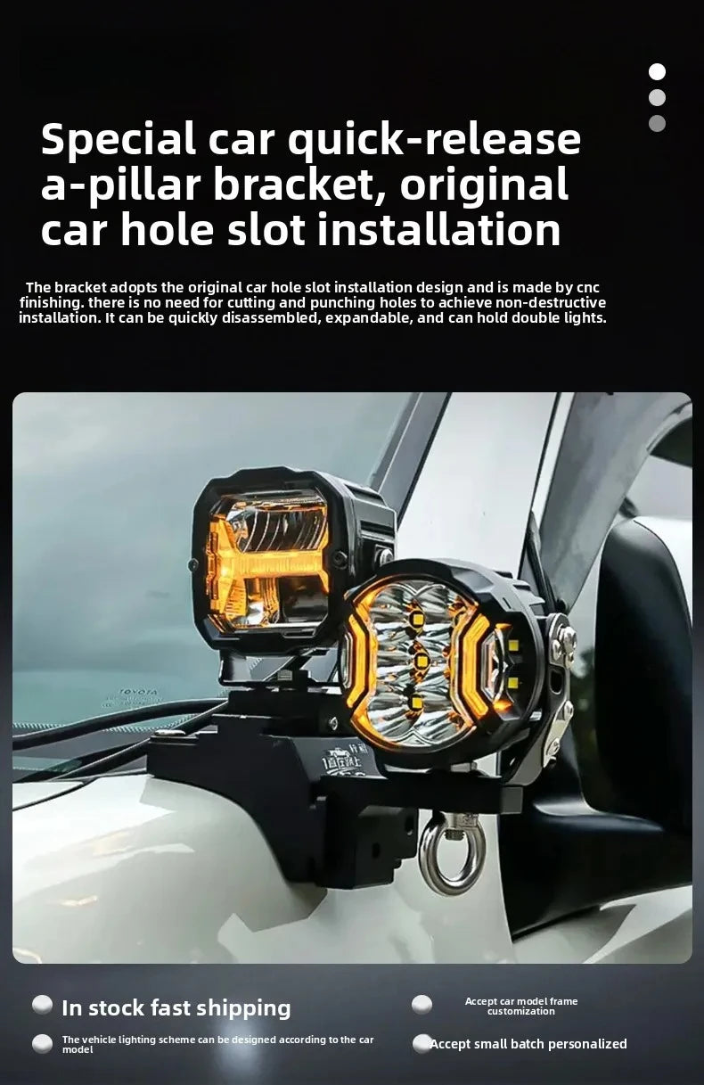 For Land Cruiser Prado 150 LC150 2010-2023 A Pillar Spotlight Bracket Engine Hood Quick Release Dual Guide Rail Expansion Stand — view 6