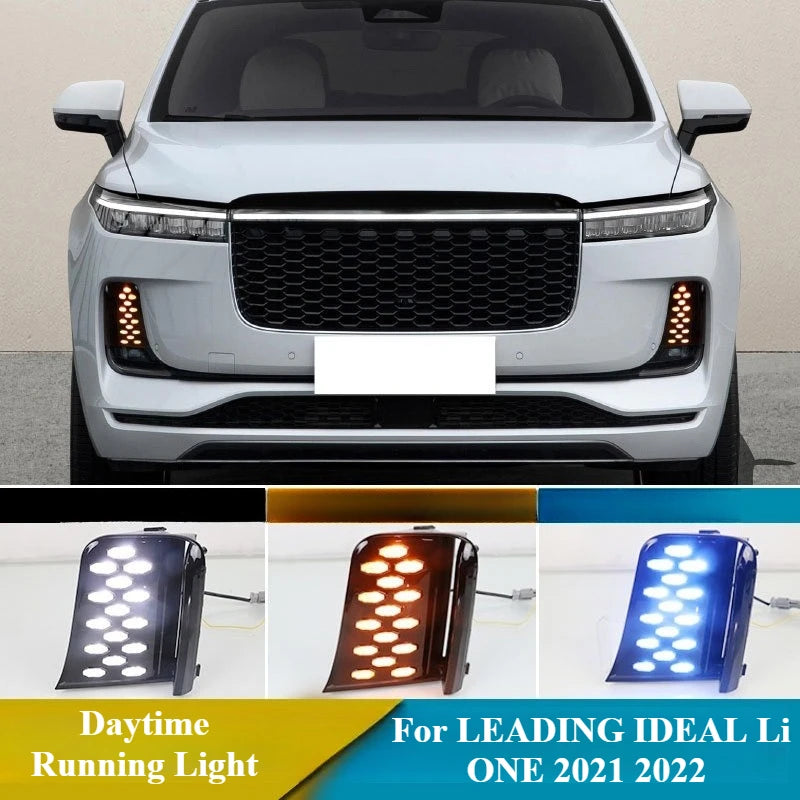For LEADING IDEAL Li ONE 2021 2022 Led Daytime Running Light Front Fog Lamp DRL Dynamic Turn Signal Night Blue Driving Lights — view 1