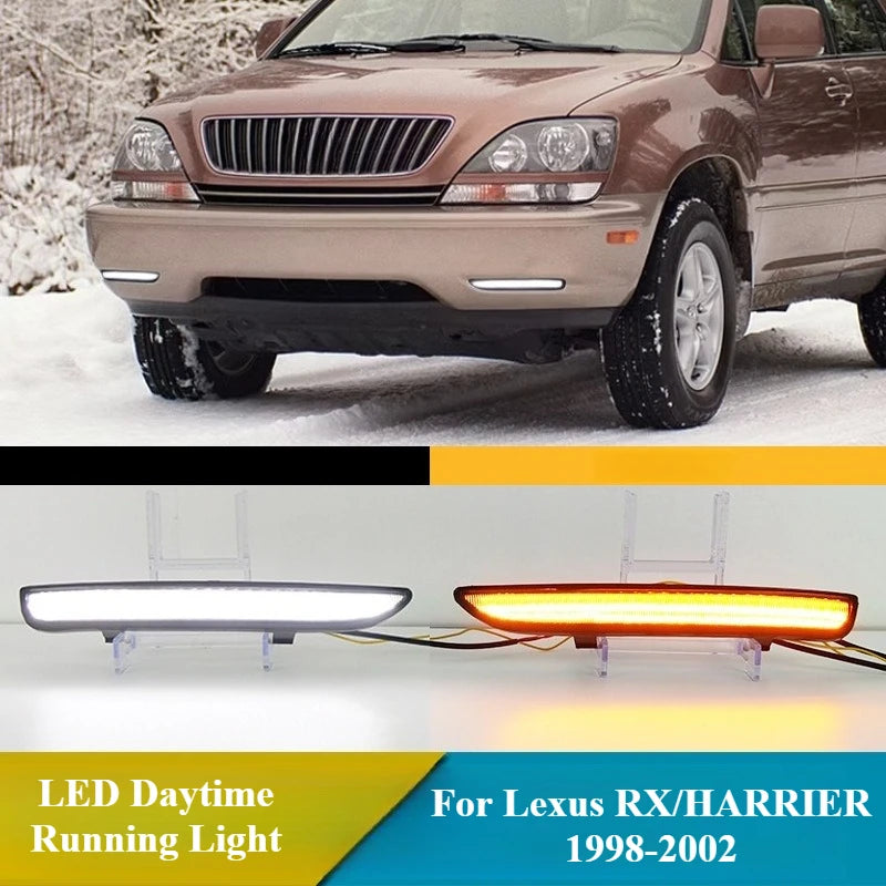 For Lexus RX/HARRIER‌ 1998-2002 LED Daytime Running Light Car Driving Steering Front Bumper Fog Light DRL Dynamic Turn Singal — view 1