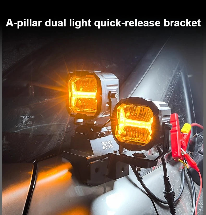 For Lexus RX350h Car A Pillar Led Spotlight Bracket Front Engine Hood Quick Release Dual Guide Rail Expansion Stand Lamp Holder — view 2