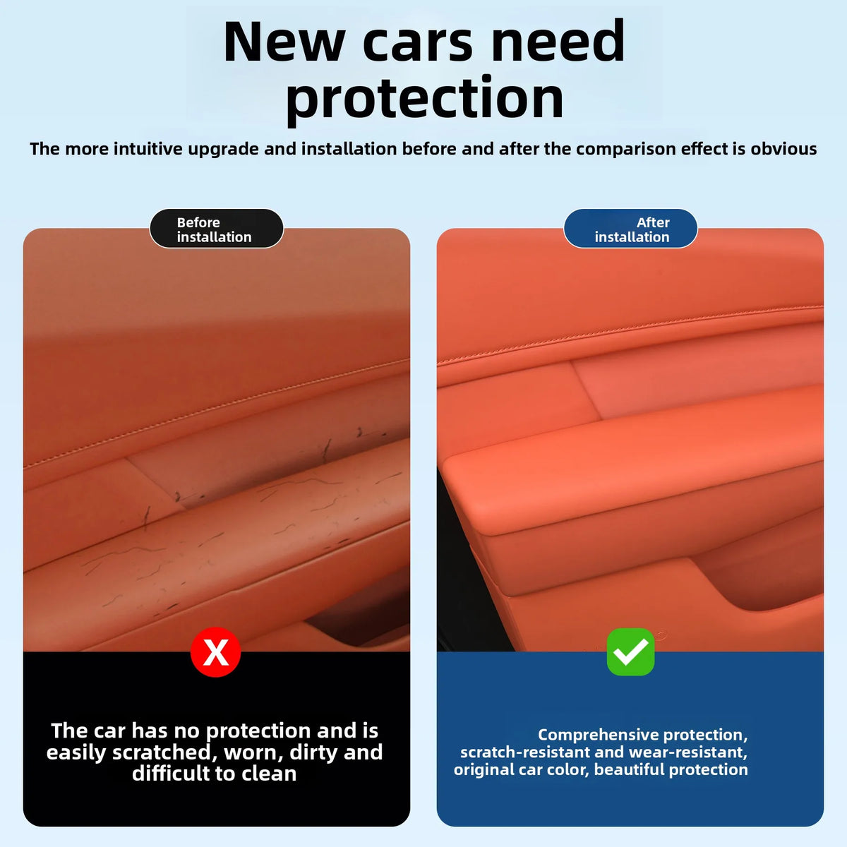 For Lynk & Co 900 2025 2026 Car Door Armrest Cover Protection Pad Anti Fouling Leather Pad Four Door Handle Panel Protector — view 3