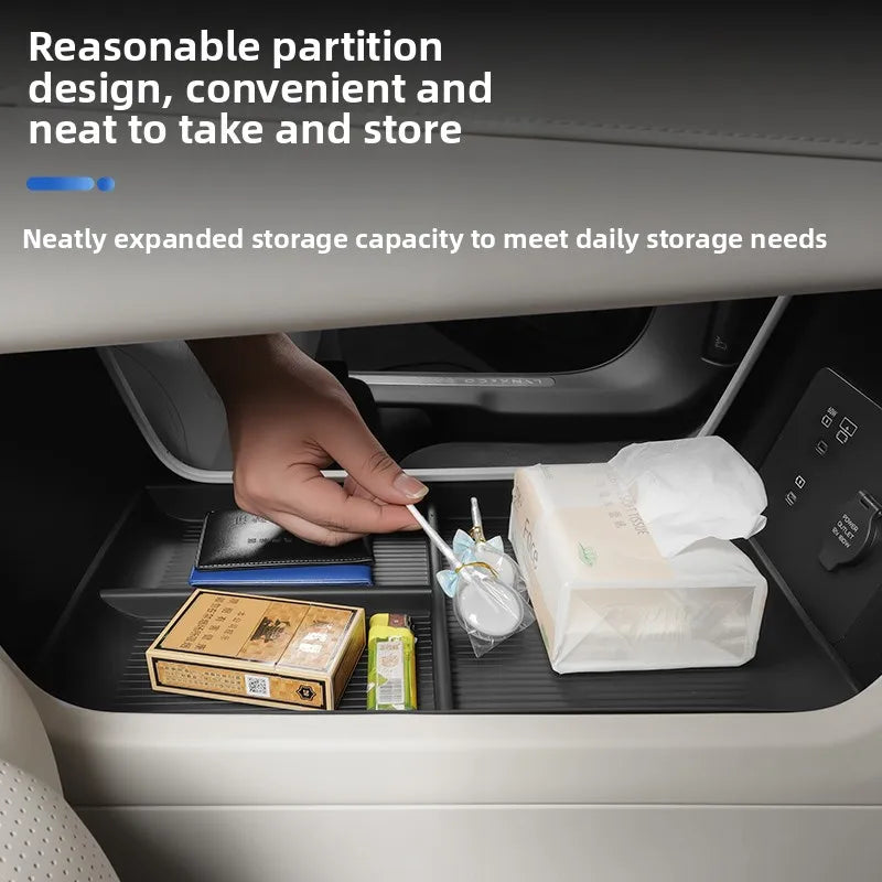 For Lynk & Co 900 Car Center Console Lower Storage Box TPE Waterproof Organizer Tray Partition Storage Car Interior Accessories — view 4