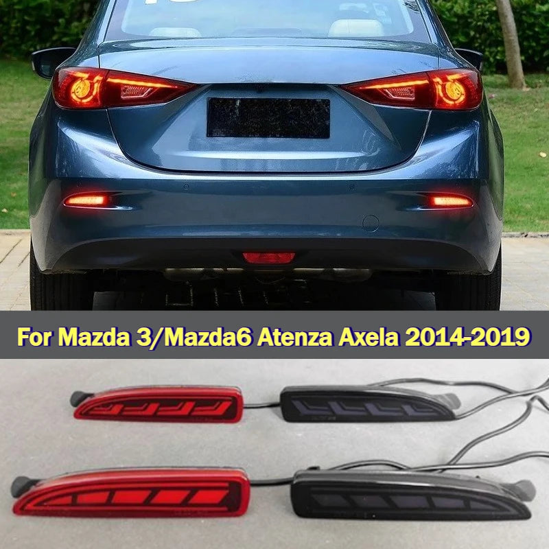 For Mazda 3/Mazda6 Atenza Axela 2014-2019 Car Rear Bumper Light Reflector DRL Driving Brake Lights Red Light Dynamic Turn Signal — view 1