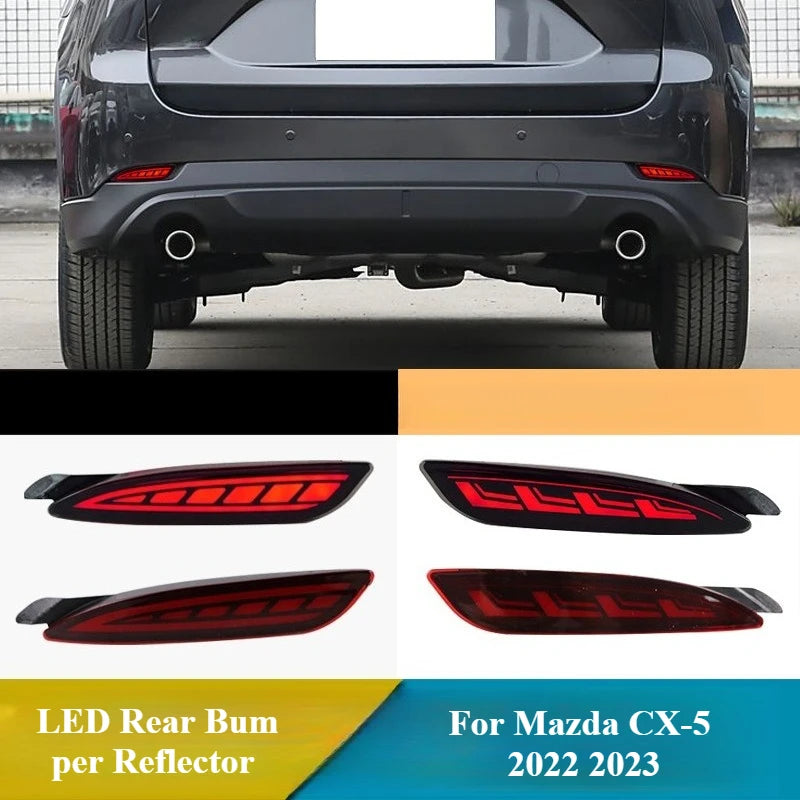 For Mazda CX-5 CX5 2022-2023 1 Pair LED Rear Bumper Light Reflector Brake Stop Light Streaming Turn Signal DRL Rear Fog Lamp — view 1