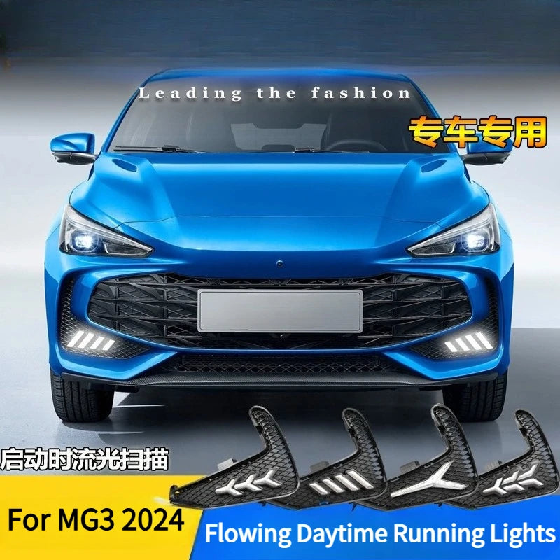 For MG MG3 2024 Car Led Daytime Running Lights Upgrade Front Fog Lights Modification Yellow Flowing Turn Signal Lamp Accessories — view 3