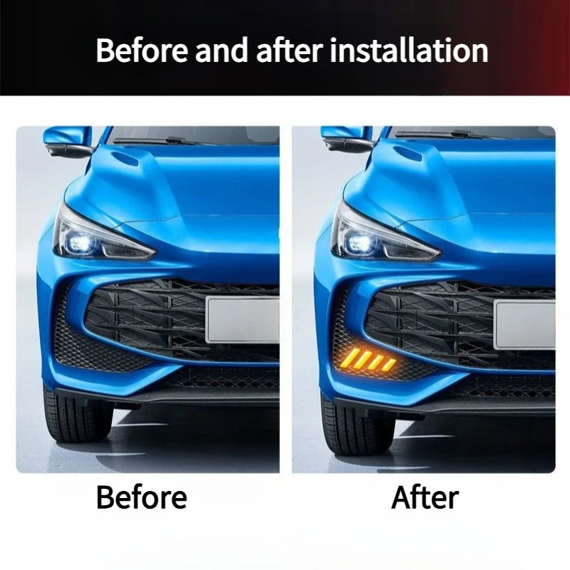 For MG MG3 2024 Car Led Daytime Running Lights Upgrade Front Fog Lights Modification Yellow Flowing Turn Signal Lamp Accessories — view 4