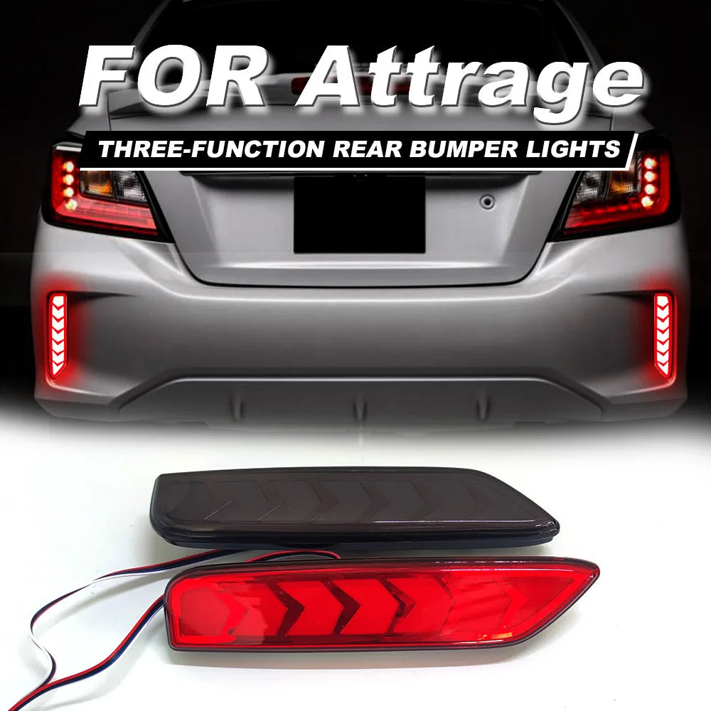 For MITSUBISHI XPANDER CROSS ATTRAGE MIRAGE 2Pc Car Led Rear Bumper Reflector Light DRL Dynamic Turn Signal Brake Light Daylight — view 2