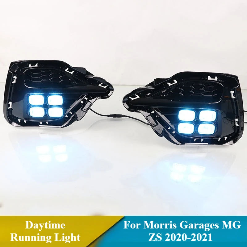 For Morris Garages MG ZS 2020-2021 Car Led Daytime Running Light DRL Yellow Dynamic Turn Signal Front Fog Lamp 12V Daylights — view 6