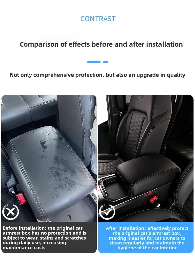 For New BJ BAIC 212 T01 Car Center Console Armrest Box Cover Leather Pad Handrail Box Scratch Resistant Protective Mat Cover — view 3