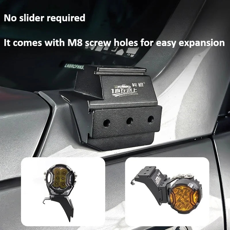 For NEW BJ40E Car A Pillar Led Spotlight Bracket Front Engine Hood Quick Release Dual Guide Rail Expansion Stand Lamp Holder — view 1