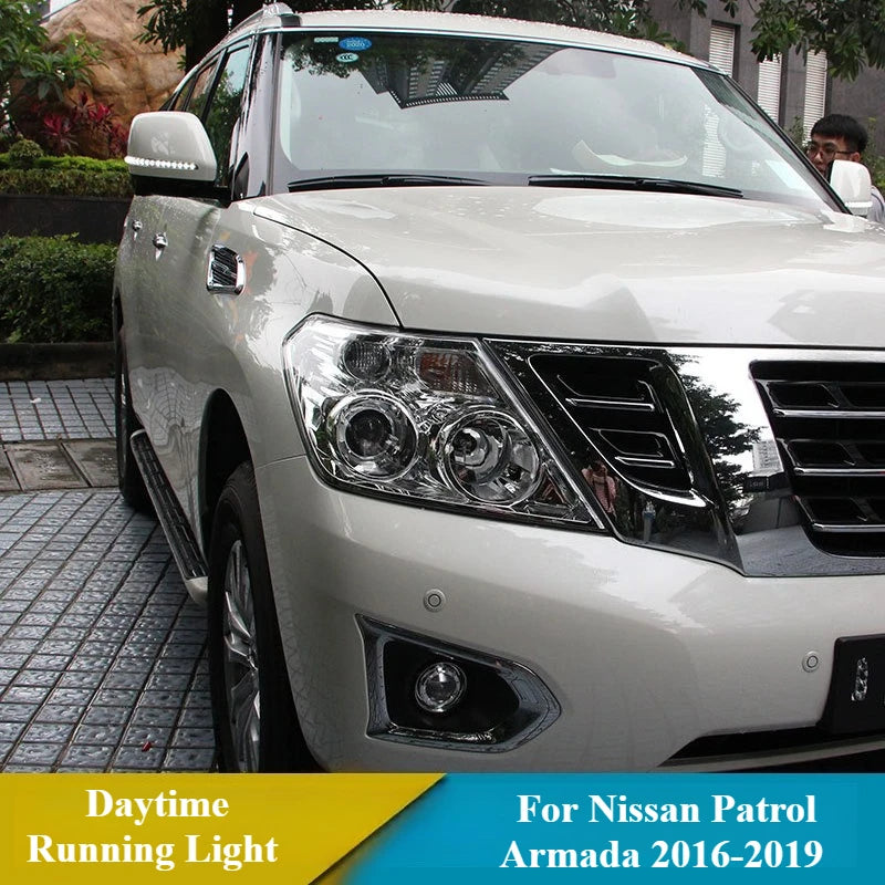 For Nissan Patrol‌ Armada 2016-2019 Car Led Daytime Running Light Yellow Streamer Steering Rear View Mirror Lights Side Blinker — view 2