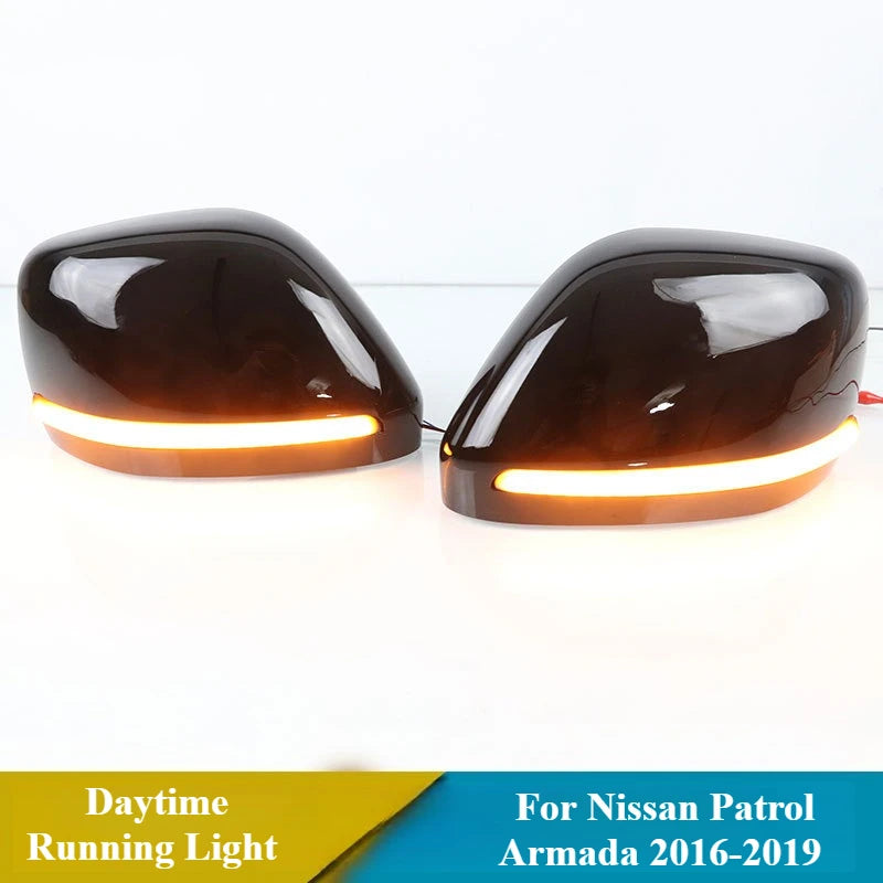For Nissan Patrol‌ Armada 2016-2019 Car Led Daytime Running Light Yellow Streamer Steering Rear View Mirror Lights Side Blinker — view 5