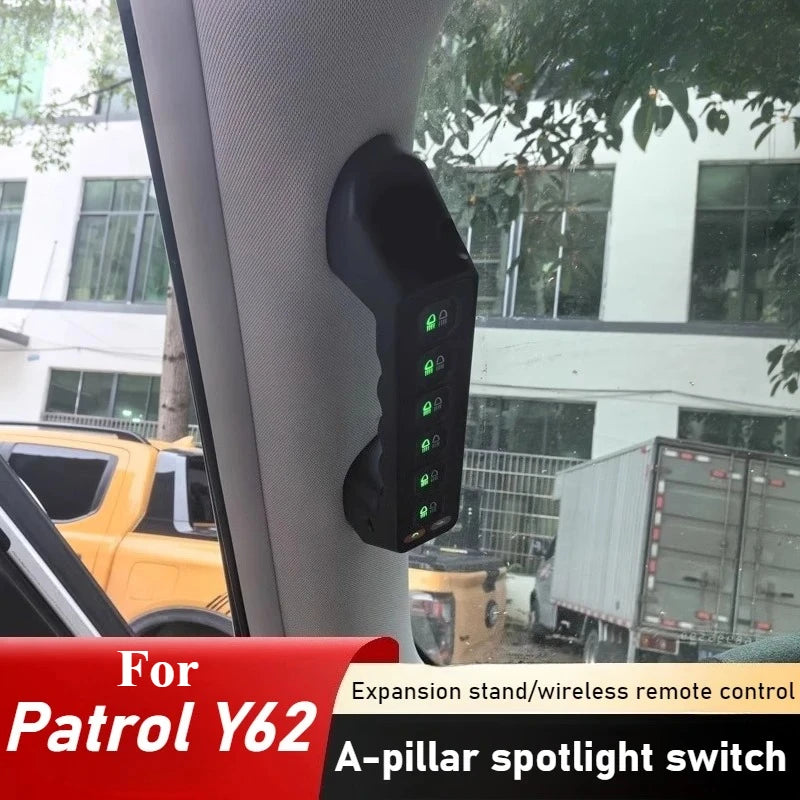 For Nissan Patrol Y62 2010-2024 Car 6 Ways A-pillar Handle Switch Led Spotlight Integrated Off-road Remote Control Switch Handle — view 1