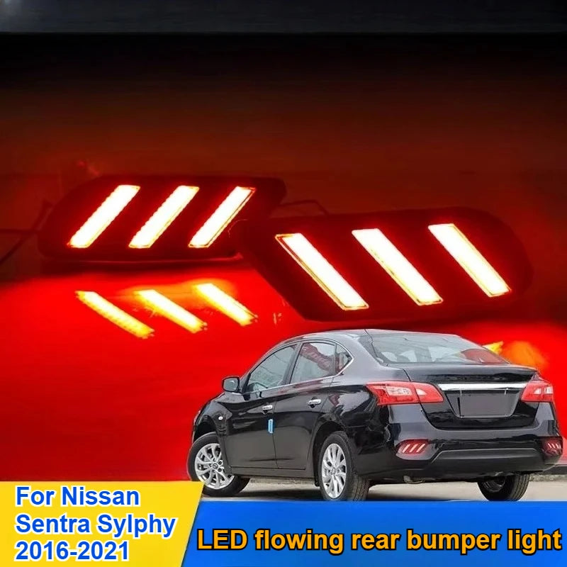 For Nissan Sentra Sylphy 2016-2021 Car Led Rear Bumper Reflector Light DRL Dynamic Turn Signal Driving Brake Lights Warning Lamp — view 2