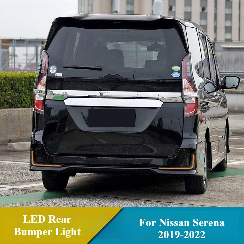 For Nissan Serena 2019-2022 LED Rear Bumper Light Reflector DRL Fog Lamp Yellow Turn Signal L Pattern Brake Lights 12V Daylight — view 2