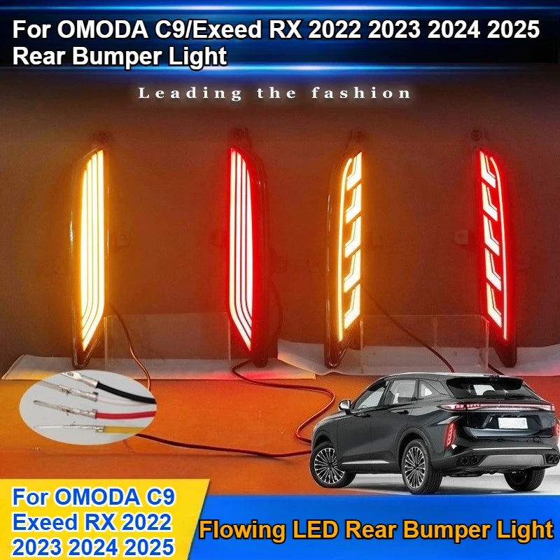 For OMODA C9 for Exeed RX 2022 2023 2024 2025 Car Led Rear Bumper Light Reflector DRL Dynamic Turn Signal Driving Brake Lights — view 2