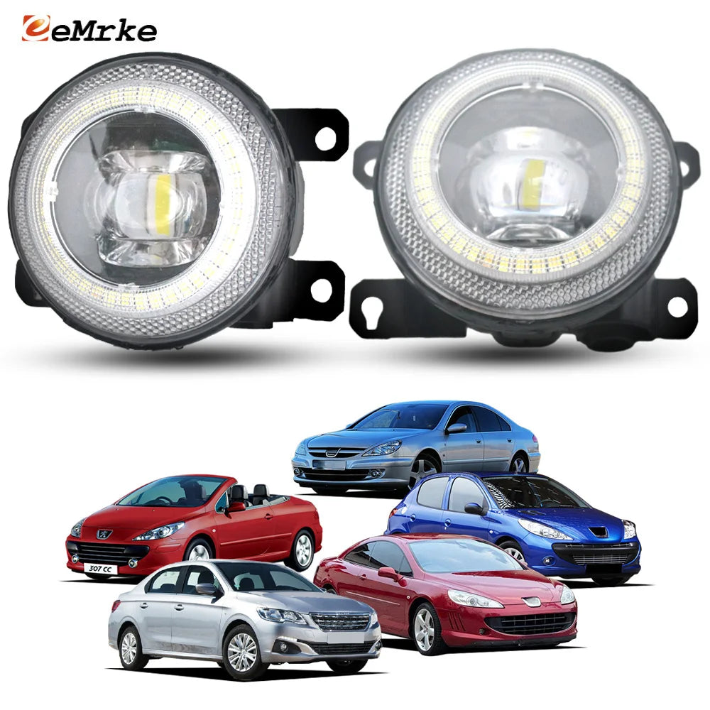 For Peugeot 206+ 207 301 307 / 407 Coupe / 607 9U/9D Boxer Manager 290/295 LED Fog Light Driving+ Angel Eye DRL Accessories — view 1