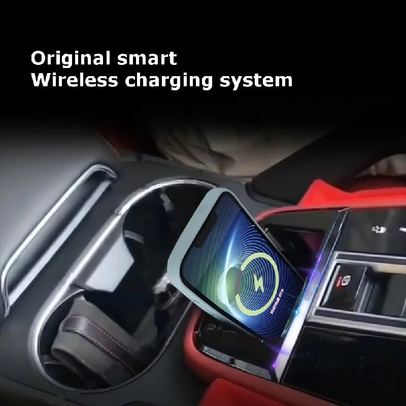 for Porsche Cayenne 2018-2024 2011-2017 Wireless Onboard Car Charging Pad Car Intelligent System Fast Chargers Phone Holder — view 3