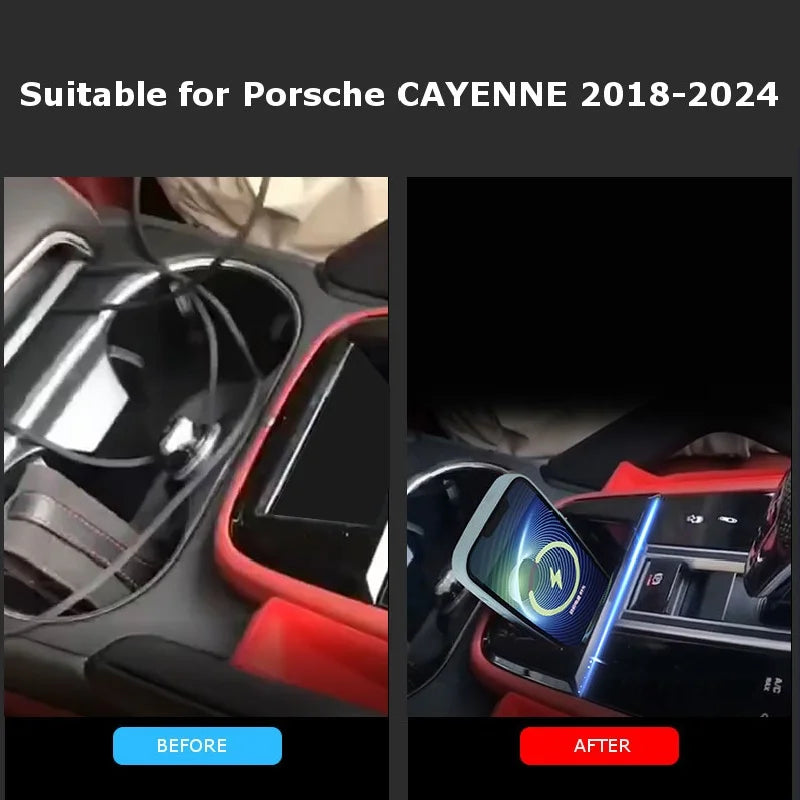 for Porsche Cayenne 2018-2024 2011-2017 Wireless Onboard Car Charging Pad Car Intelligent System Fast Chargers Phone Holder — view 5